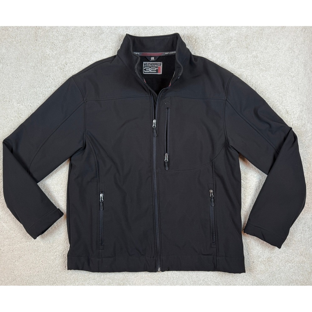 32 DEGREES MEN'S WEATHERPROOF Black Full Zip Performance Jacket Size Large #1464